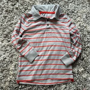 Old Navy Collared Long Sleeve Henley T Shirt Polo Gray Red Boys 5 5T